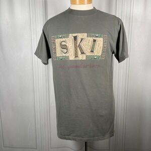 Vintage‎ Tultex Ski Big Powderhorn Tee 90s Graphic Green L